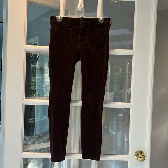 Anthropologie Pilcro Brown Corduroy High Waist Skinny Pants Size 26 - Picture 1 of 5